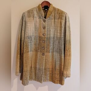 Candiss Cole Art To Wear Vintage SILK Woven Fabric Longline Jacket Small